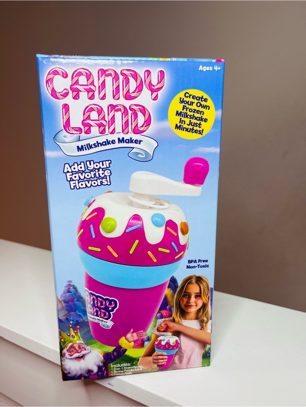 Hasbro Candy Land Milkshake Maker Toy in Pink, Blue, White